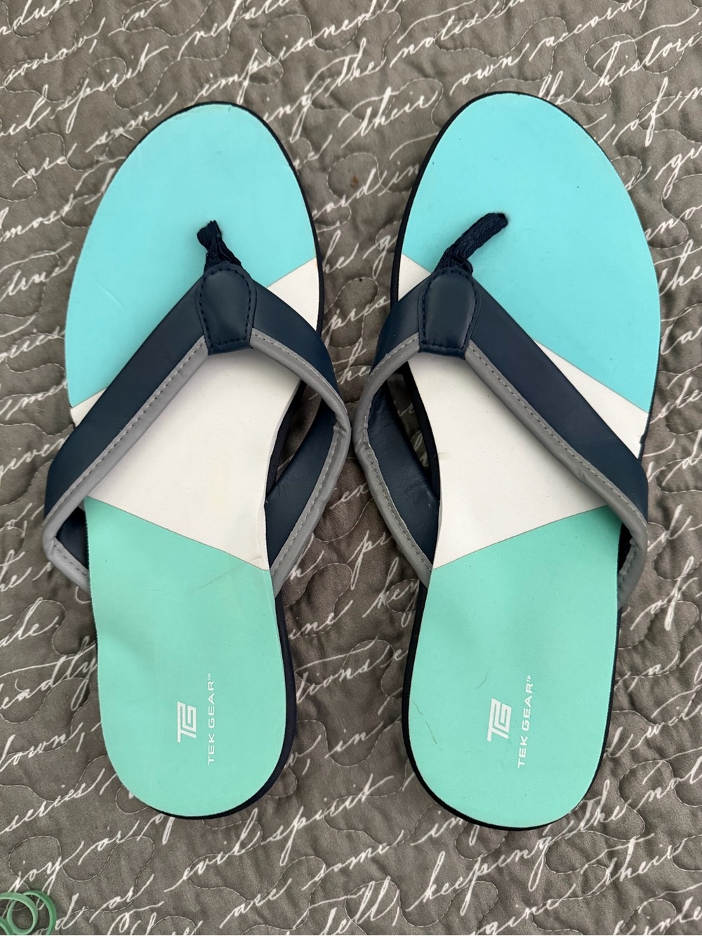 TEK GEAR Women's Aqua & Navy Flip Flop Sandals Size 9